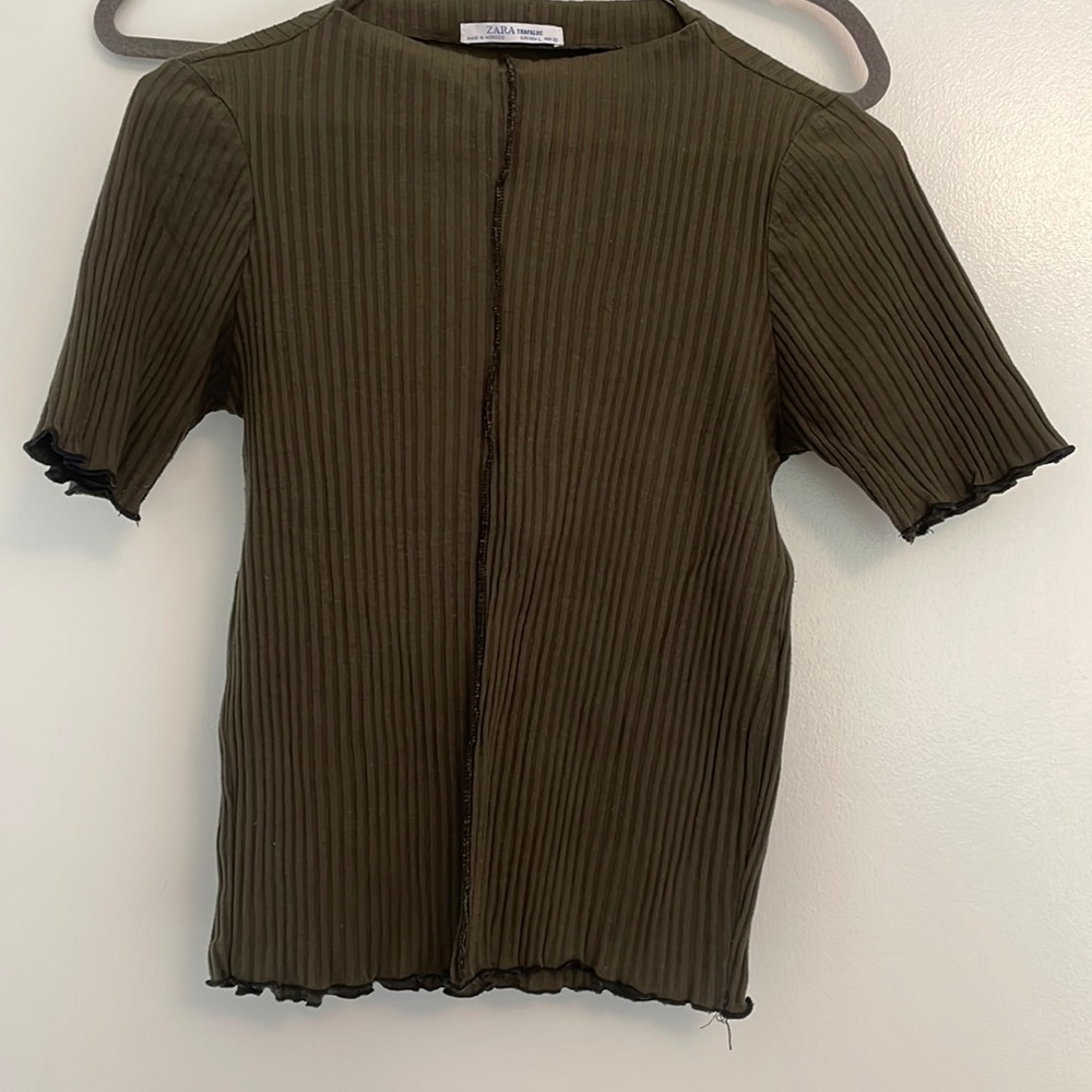 Zara Mockneck Ribbed Shirt
